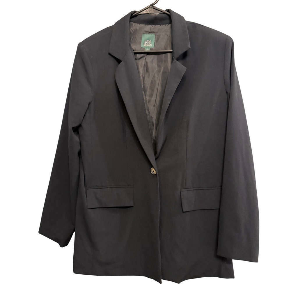 Womens Oversize Black Blazer‎ Jacket One Button Classic Fit Size M